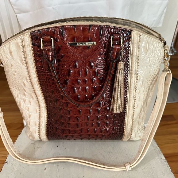 Large Duxbury Satchel Pecan Soriano by Brahmin - Picture 3 of 13
